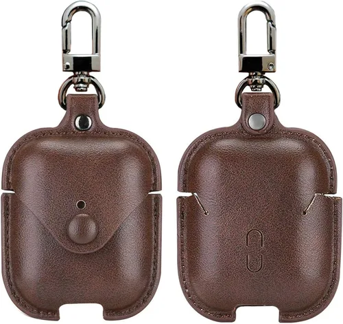 Vista 14 de MODOS LOGICOS Funda de carga de cuero para AirPods 1/2, cierre rápido seguro compatible con Apple AirPods 1/2 Generación - Negro