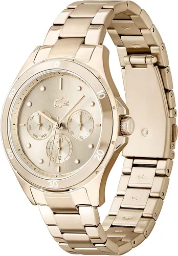 Vista 2 de Lacoste Swing Multi - Reloj de pulsera de cuarzo para mujer de acero inoxidable aluminio y eslabones color clavel Modelo 2001243 Carnation