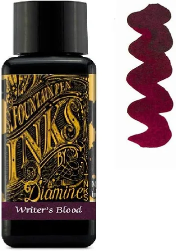 Vista 2 de Diamine - Tinta para pluma estilográfica de 30 ml - 3 botellas - Sangre de escritor & Azul medianoche & Negro verdoso