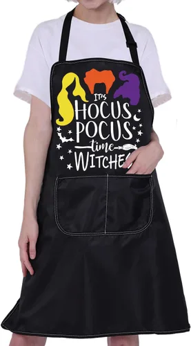 Vista 6 de CMNIM Sanderson Sister Aprons Hocus - Delantal inspirado en la película, regalos para los fanáticos de Winifred, Sarah y Mary Witch, delantal