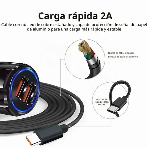Vista 4 de Cargador USB rápido para automóvil tipo C, adaptador de 30 W para Moto G Power 2025/G Stylus/G Play/G Pure,Edge, Motorola One 5G Ace/Razr, cable
