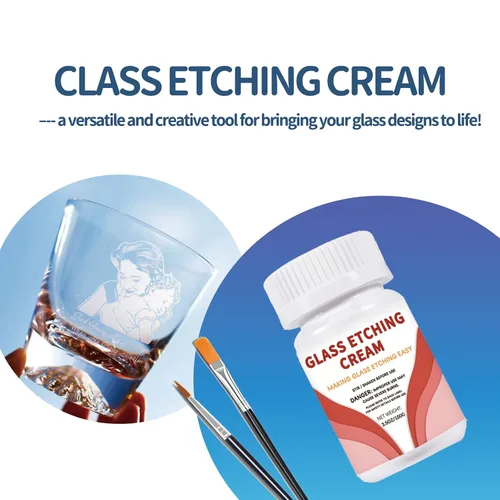 Vista 2 de Crema de grabado para vidrio, espejos, cerámica, porcelana, mármol y pizarra, para fabricantes, creadores, artesanos, aficionados al bricolaje