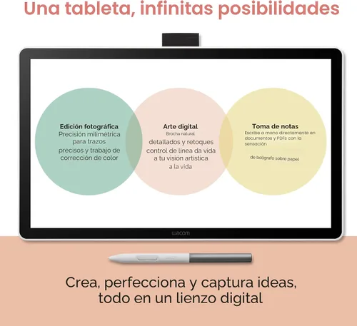 Vista 7 de Wacom One 14 Tableta de Dibujo con Pantalla, Tableta de Arte Digital de 14" HD Completamente Laminada con Software Creativo y Entrenamiento, Lápiz