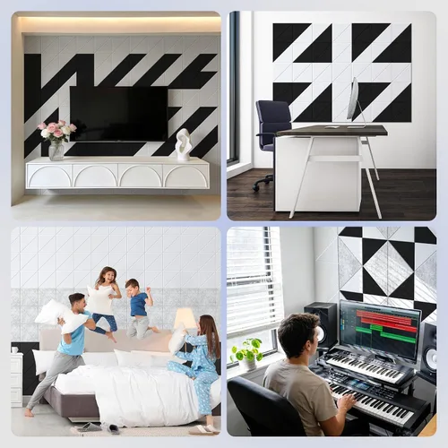 Vista 2 de Vieshful Paneles acústicos, paneles de pared absorbentes de sonido para despegar y pegar, paquete de 10 paneles de fieltro de alta densidad de 12 x