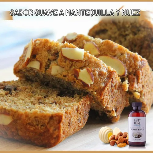 Vista 4 de Happy Home Emulsión de sabor a mantequilla de imitación y nuez para hornear, certificado Kosher, 4 onzas.