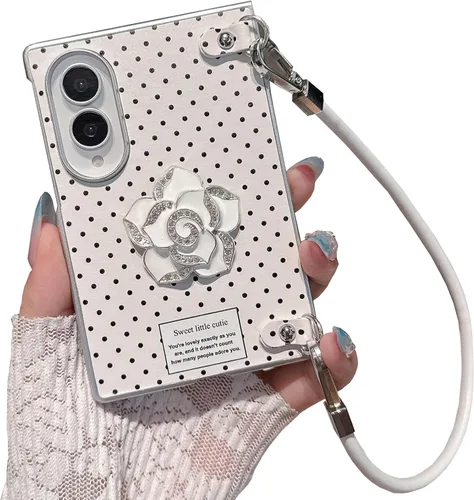 Vista 16 de Yatchen Funda de piel de lujo para Samsung Galaxy Z Flip 3, bonita pintura de paisaje para mujer, dermatoglífico, protector de parachoques de Valle