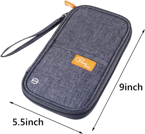 Vista 21 de VanFn Cartera RFID para pasaporte de viaje, soporte para pasaporte familiar, organizador de documentos de viaje serie P.Travel (nailon, gris)