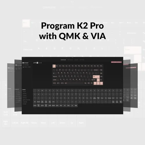 Vista 2 de Keychron K2 Pro 75% Layout Teclado mecánico inalámbrico Bluetooth, teclado para juegos con cable tipo C programable personalizado