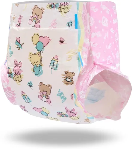 Vista 3 de Littleforbig Pañales impresos para adulto, 10 piezas, Baby Cuties (M 28"-38")