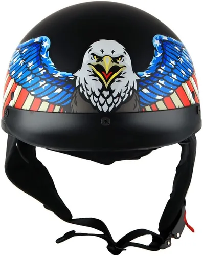 Vista 2 de 1Storm Casco de media cara para motocicleta, ciclomotores, scooter, piloto con visera ahumada interior retráctil