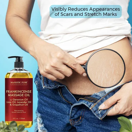 Vista 4 de Majestic Pure Aceite de masaje muscular para dolores musculares, aceite de masaje de lavanda y aceite de masaje de incienso, paquete de 8 onzas