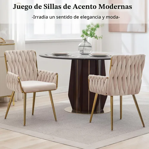 Vista 6 de Silla de escritorio de terciopelo, taburete de tocador, sin ruedas, moderno sillón dorado con patas de acento