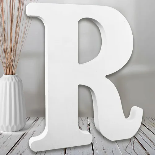 Vista 17 de AOCEAN Letras de madera blanca de 8 pulgadas, letras de madera sin terminar para pared, letras decorativas de pie en rodajas, decoración de tablero