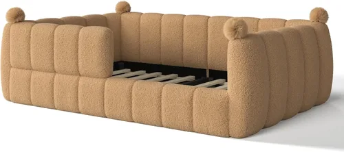 Vista 6 de Cama Montessori de tamaño matrimonial para niños con barandilla Natural