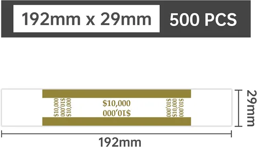 Vista 5 de L LIKED Paquete de 500 correas de moneda autosellantes para billetes de dinero (oro $10000-500 PCS)