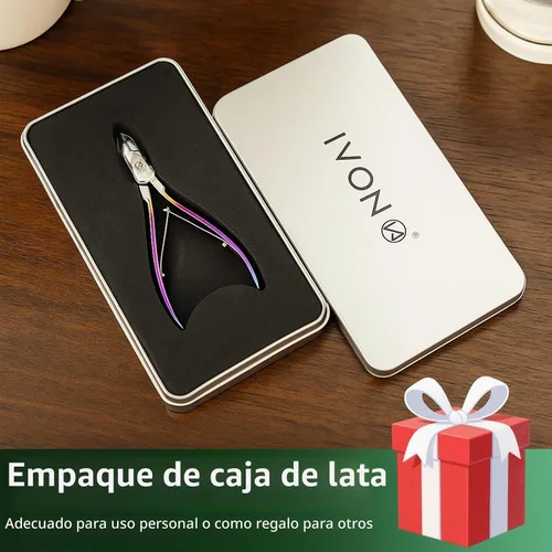 Vista 3 de IVON Cortadora de cutículas profesional – Acero inoxidable con acabado arcoíris, pinza de uñas de precisión para manicura y pedicura