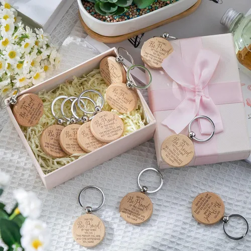Vista 7 de Henoyso 60 llaveros de madera con texto en inglés "Thank You for Being" (Gracias por ser impresionante) motivadores motivacionales para mujeres