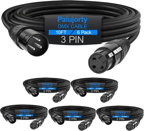 Vista 10 de Paquete de 10 cables DMX de 3 pines de 3.2 pies para luz de escenario y controlador