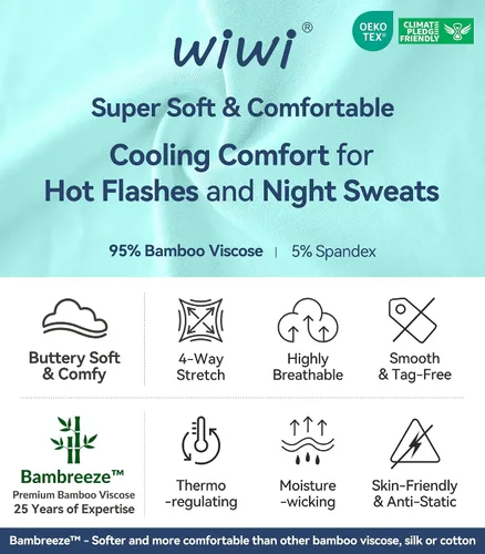Vista 6 de WiWi Camisones de viscosa de bambú para mujer, camisa de dormir de manga corta con cuello en V, camisón de talla grande S-4X