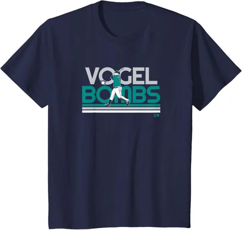 Vista 5 de Dan Vogelbach - Vogel Bombs - Camiseta de béisbol de Seattle, Azul / Patchwork, S