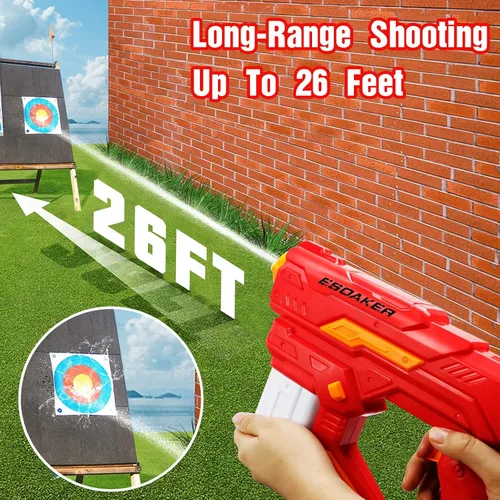 Vista 2 de Pistola de agua eléctrica para adultos y niños Super Squirt Guns Juguetes automáticos de agua de hasta 26 pies de largo alcance para verano