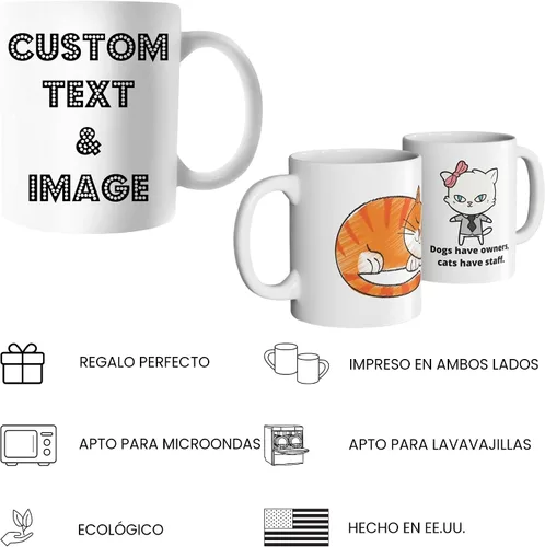 Vista 4 de Taza personalizada – Taza de café personalizada con foto, logotipo o texto Taza de café divertida Regalos personalizados para hombres y mujeres