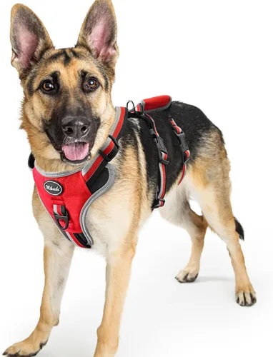 Vista 15 de Mihachi Arnés para perro a prueba de escapes, arnés para perro sin tirones con asa, suave acolchado reflectante y ajustable de cuerpo completo