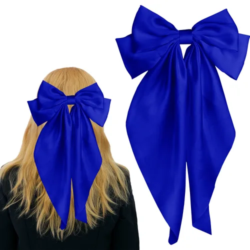 Vista 17 de Pufandor - Lazo para el cabello de satén sedoso para mujeres, lazos rojos para niñas, pasadores de lazo, cola larga con clips, lazos grandes