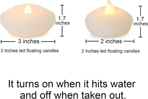 Vista 2 de LARDUX Velas flotantes LED de 3 pulgadas, 12 velas flotantes activadas por agua sin llama, velas de té flotantes falsas que funcionan