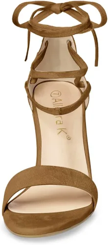 Vista 3 de Allegra K - Sandalias de tacón alto con cordones para mujer