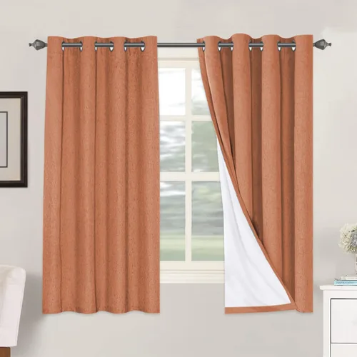 Vista 130 de H.VERSAILTEX Cortinas 100% opacas con aislamiento térmico, texturizadas, de lino, con bloqueo completo de calor y luz, para sala de estar y Negro