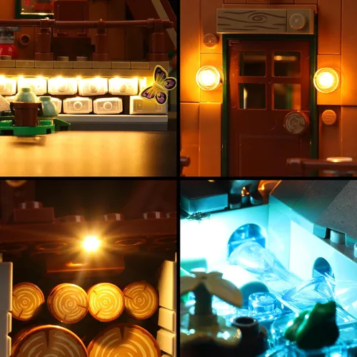 Vista 4 de BrickBling Luz LED compatible con Lego A-Frame Cabin 21338, luces creativas sin
