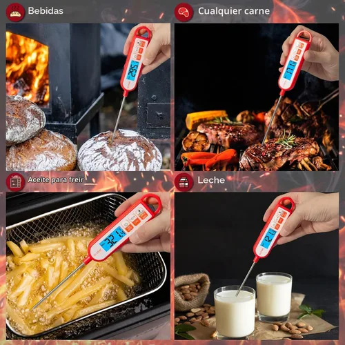 Vista 3 de GLVSAE Termómetro digital para carne, lecturas instantáneas en 1-2 segundos, termómetro de alimentos con sonda extendida, impermeable para cocinar