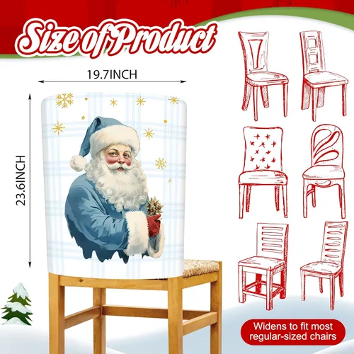 Vista 2 de Buryeah 6 fundas para respaldo de silla de Navidad, 6 estilos, extraíbles, lavables, elásticas, para comedor, fundas protectoras de sillas Parson