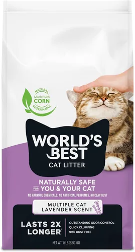 Vista 10 de World's Best Cat Litter Lavanda, control de olores de larga duración, bolsa