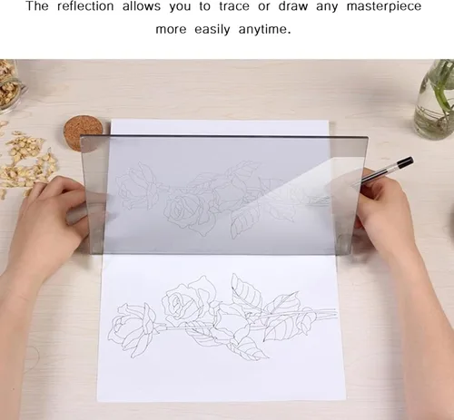 Vista 3 de Ejoyous Tablero de plantilla portátil, caja de luz, tablero de dibujo, dibujo, espejo, reflejo, atenuación, copia, pintura, limitación, herramienta