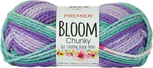 Vista 10 de Premier Yarns Bloom - Hilo grueso, hilo con patrón automático para ganchillo y tejer, Hydrangea, 3.5 oz, 109 yardas