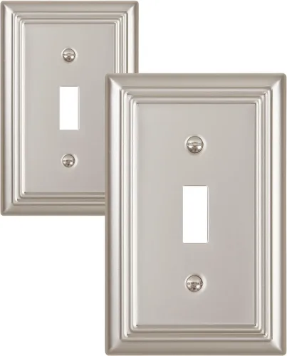 Vista 18 de Switch Plates Outlet Covers, 1-Pack Metal Wall Plate, Black Finish Midsize 1 Toggle 1 Decorator Combo Wall Plate, Ideal for GFCI Outlets, Light
