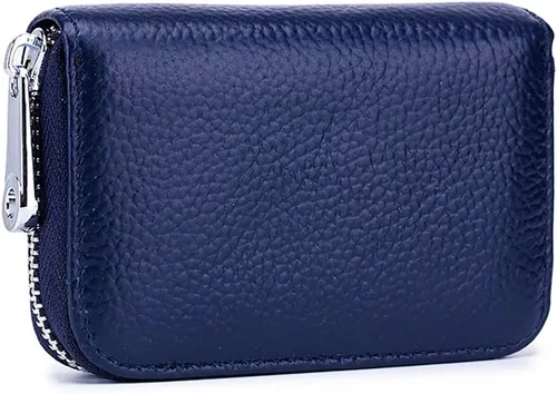 Vista 8 de EASTNIGHTS Porta Tarjetas de Crédito RFID de Cuero Genuino Cartera de Tarjetas de Crédito con Cremallera Verde oscuro