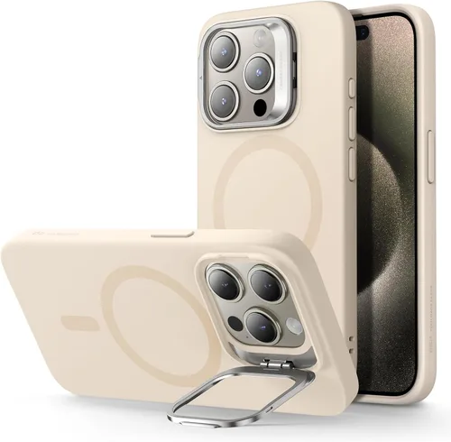 Vista 19 de ESR Funda para iPhone 14 Pro Max, Compatible con Funda de Silicona MagSafe con Soporte, Protección de Grado Militar, Soporte Integrado para Guardar