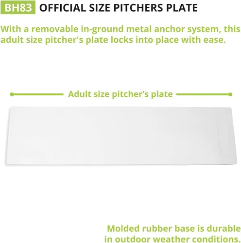 Vista 2 de Champion Sports Anchor Style Pitcher’s Plate with Removable In-Ground Anchor – Baseball/Softball - All Weather Durability - Molded Rubber Base