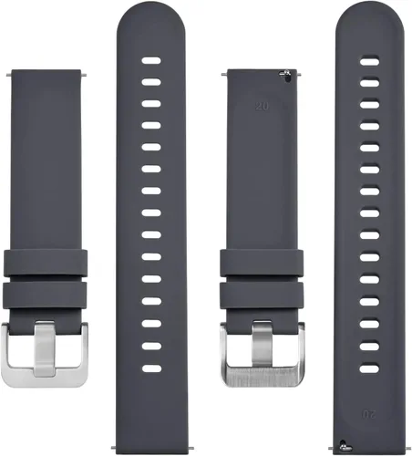 Vista 22 de BISONSTRAP Correas de reloj de silicona, correas de reloj delgadas con liberación rápida, 0.787 in, negro con hebilla negra