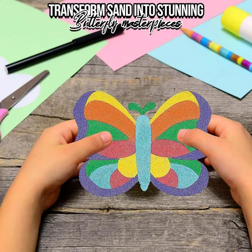 Vista 4 de Mosaic Butterfly Sand Art Pictures - Set of 12 - Crafts for Kids and Fun Home Activities (Pack of 2)