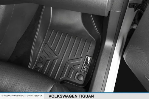 Vista 3 de SMARTLINER Juego de alfombrillas de piso de ajuste personalizado de 2 filas para Volkswagen Tiguan 2009-2017 Negro