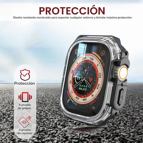 Vista 6 de Funda Armor de 1.732 pulgadas para Apple Watch Ultra 3/2/1 de 1.732 pulgadas, parachoques mate suave + bisel transparente duro, funda protectora