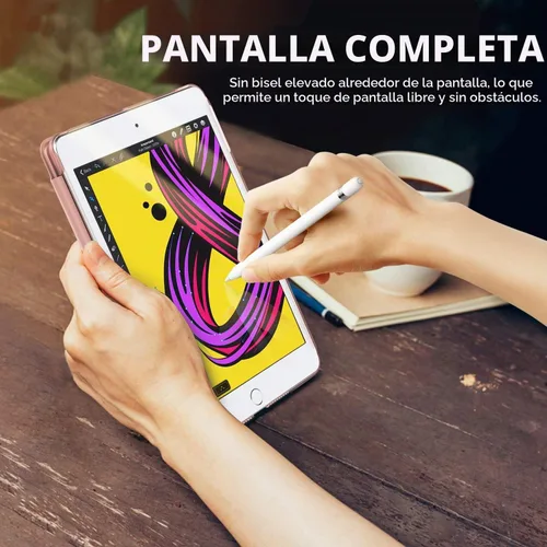 Vista 7 de MoKo Funda para iPad mini 5 2019/Mini 4 2015 (5ta/4ta Generación 7.9 pulgadas), funda delgada y ligera con soporte, con protector traslúcido