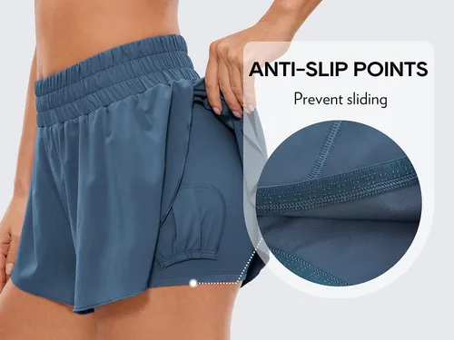 Vista 30 de CRZ YOGA Pantalones cortos de correr 2 en 1 para mujer, cintura alta, secado rápido, para atletismo, gimnasio, descanso, entrenamiento, lindas