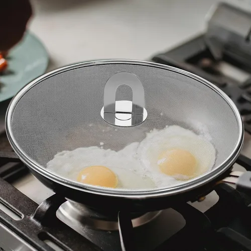 Vista 4 de Fine Mesh Splatter Screen Stainless Steel Grease Guard for Skillets