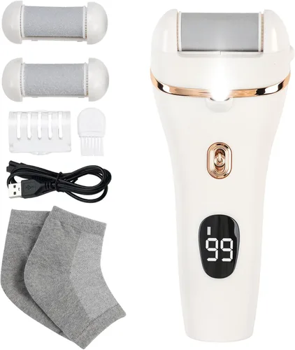 Vista 9 de Limpiador eléctrico de pies, kit de pedicura 17 en 1, removedor de callos para pies, lima eléctrica de pies para piel seca y muerta, 3 rodillos