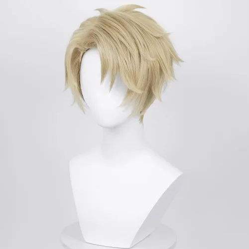 Vista 2 de LABEAUTÉ Peluca rubia anime para crepúsculo, peluca de cosplay esponjosa, pelucas cortas doradas y amarillas para disfraz de cosplay, peluca